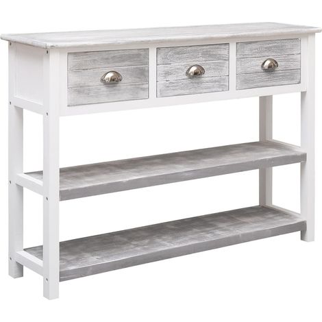 Console Gris antique 108x30x76 Bois de Paulownia massif (1/5)