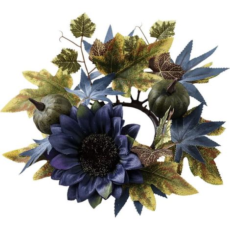 Couronne Porte-Bougie - Feuille D'érable Artificielle - Pour Décoration Automnale Fête Des Récoltes Et Halloween - Diamètre Extérieur 25 Cm - 1 Pièce (1/5)