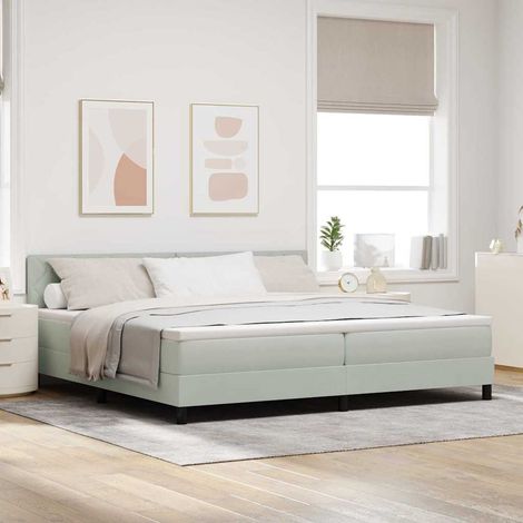 Cama tipo Box Spring Gris Claro 200 x 200 cm Terciopelo (1/5)