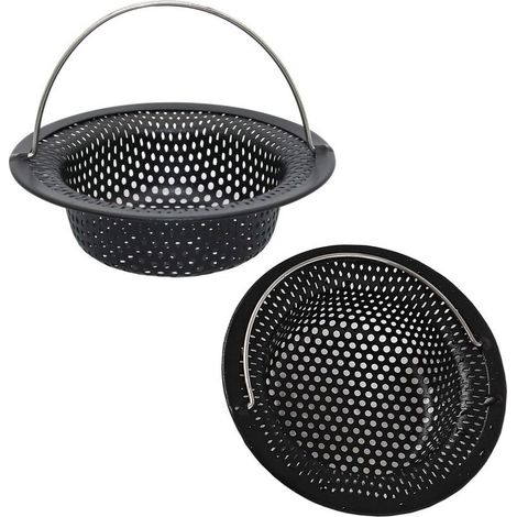 Lot de 2 filtres d'évier de Cuisine en Acier Inoxydable pour évier de Cuisine, évier, Tamis Anti-Obstruction (11 x 8 x 2,6 cm) (Noir) (1/5)