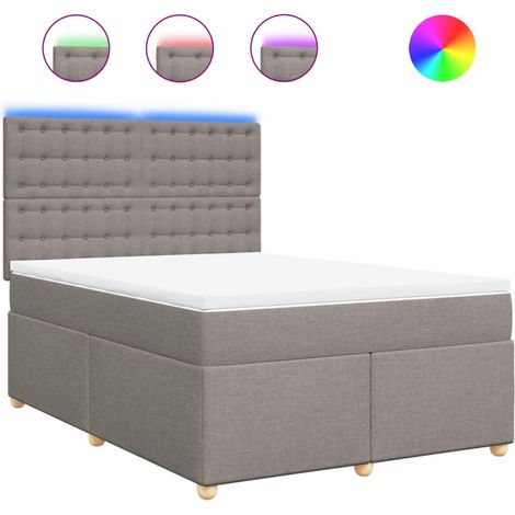 Maison Exclusive - Sommier à lattes de lit avec matelas Taupe 160x200 cm Tissu (1/5)