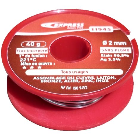 11945 11945METAL APORTACION 40GR. 96,5%Sn/3,5%Ag-2MM