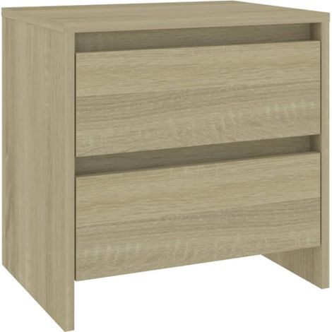 Mesita de noche con dos cajones 45 x 34,5 x 44,5 cm madera de ingeniería color roble DEC033880