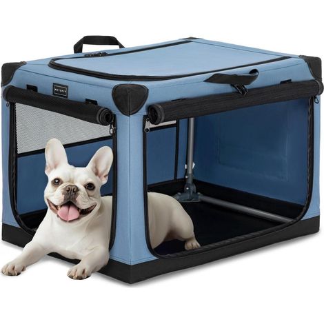 Faltbare Hundebox 66cm mit 3 Türen, für Auto & Zuhause, Blau (1/5)