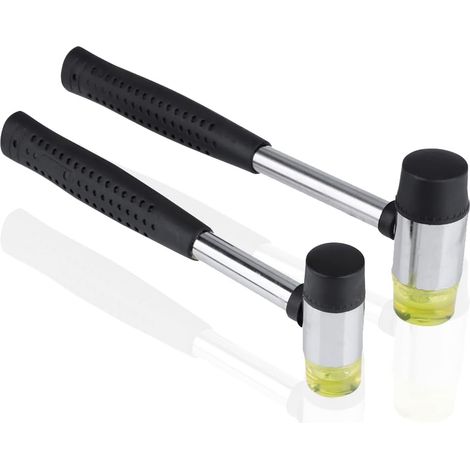 2 Pièce Marteaux En Caoutchouc En Plastique à Double Extrémité, 25 mm + 35 mm Maillet en Caoutchouc Double Face Avec Poignées Antidérapantes Pour Bois