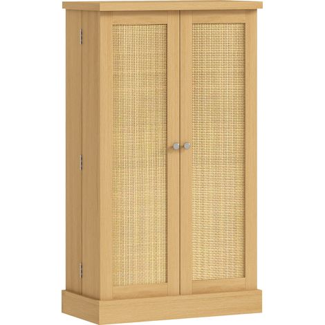 Armoire de cuisine en rotin naturelle 104 cm, 5 étagères réglables, 12 compartiments à épices, rangement ajustable (1/5)