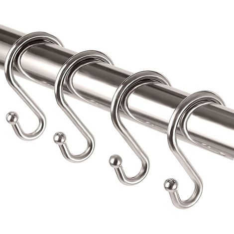 12 pièces crochets de rideau de douche en métal résistant à la rouille en forme de S crochets cintres pour rideaux de douche, ustensiles de cuisine, vêtements, serviettes Bronze (1/4)