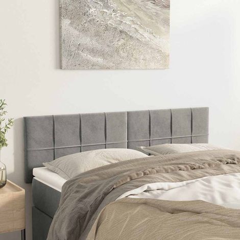 vidaXL Cabeceros terciopelo gris claro 144x5x78/88 cm (1/5)