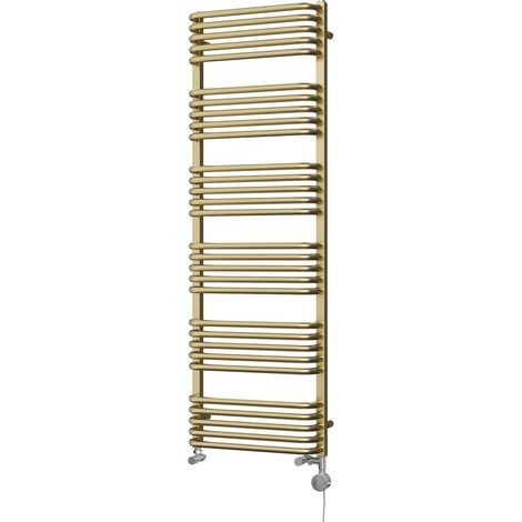Crossmoor - Brushed Brass Dual Fuel Towel Rail H1533mm x W500mm Thermostatic (1/3)
