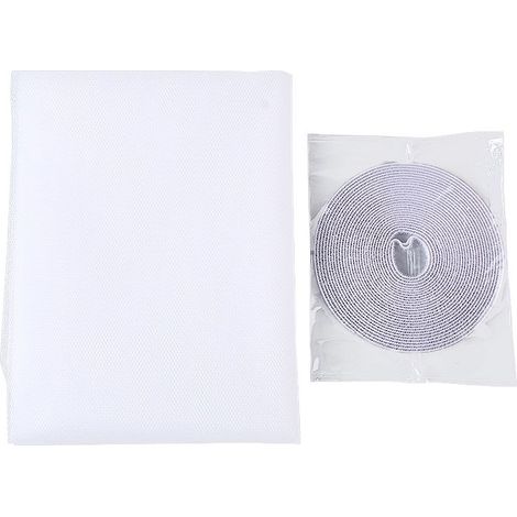 Moustiquaire autocollante à monter soi-même, avec crochet et ruban adhésif, compatible avec plusieurs fenêtres (lot de 2, blanc) (1/4)