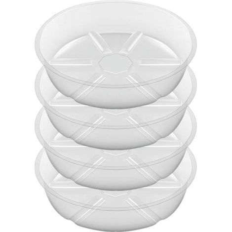 Lot 4 soucoupes rondes transparentes plastique 30cm – Protection table, réutilisables (1/5)