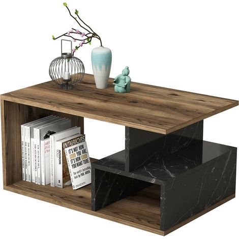 Couchtisch Calvera, 2 Fächer, 42x90x54h cm, Braun