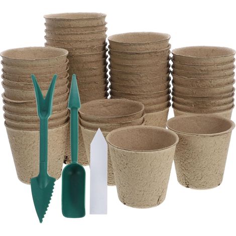 Set aus Papier-Pflanztöpfen, Anzuchttöpfe für Bio-Gartenpflanzen mit interner Drainage für Zuhause (1/5)