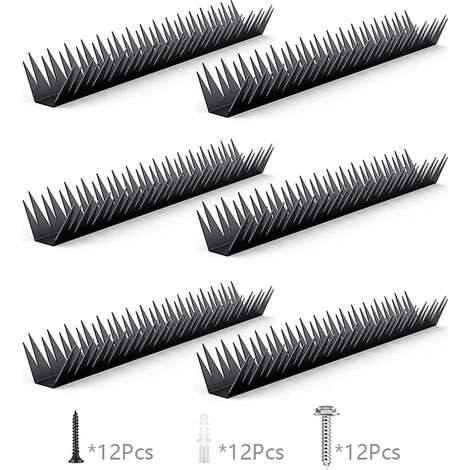 Ensemble de 6 piquets métalliques anti-escalade, dispositif antivol pour clôtures de jardin extérieur, dimensions 43 x 10 x 10 cm (1/5)
