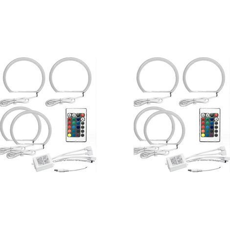 2er-Set 131 mm mehrfarbige RGB LED-Angel-Eyes-Halbkreis-Halo-Scheinwerfer für BMW 3er E36 (1990–2000) und E46 (1/5)