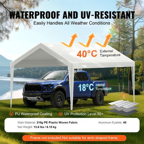 Toile d'auvent de rechange pour abri de voiture - 6 - 1x3 m (1/5)