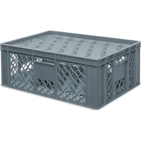 BRB Gläserkiste 600x400 mm für 15, 24, 33 oder 40 Gläser, farbig (Grau, für 33 Gläser Ø 75 mm, Glashöhe max 205 mm)