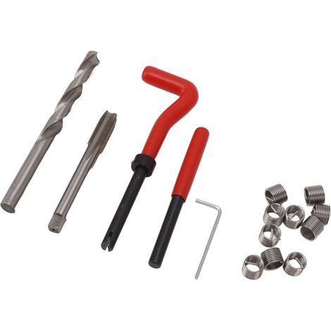 Kit de réparation de filetage M10x1,25, outil de réparation de filetage en acier au carbone avec poignée coudée. (1/5)