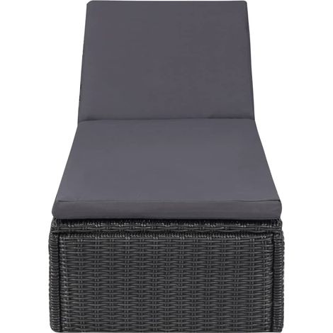 Maison Exclusive - Lettino Prendisole in Polyrattan Nero e Grigio Scuro