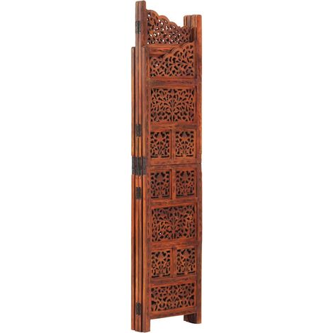 Paravent Cloison de séparation 4 panneaux, Pour Jardin, Balcon, Terrasse Marron 160x165cm Bois manguier OIB9019E (1/5)
