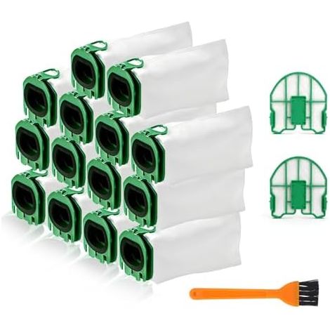 Lot de 14 Sac Aspirateur pour Vorwerk Kobold VB100 FP100,Sacs d'Aspirateur pour Vorwerk avec 2 Filtre moteur et 1 brosse de nettoyage pour Vorwerk Kobold VB100 (1/5)