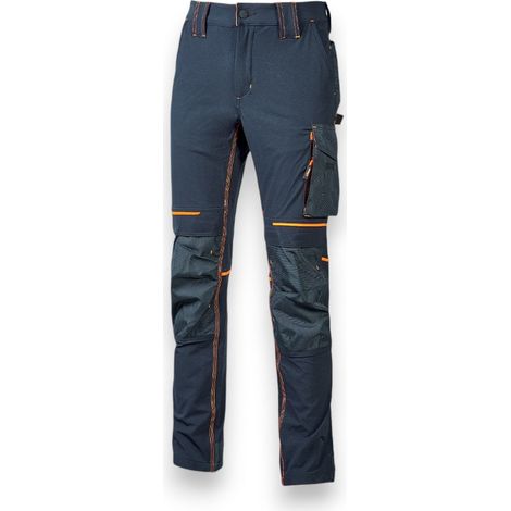 Pantalone lavoro stretch blu idrorepellente traspirante tasche multifunzione elastico regolabile tripla cucitura zip YKK - XXL (1/5)