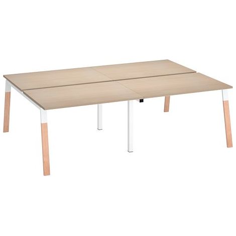 Pôle de 4 bureaux L 120 x P 80 cm, piétement bois métal chêne clair - Arch - Maxiburo