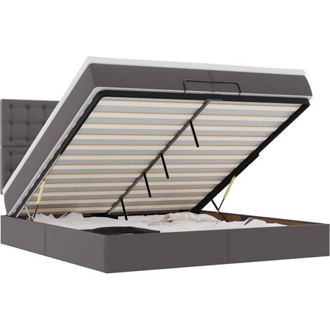 Estructura cama otomana colchones cuero sintético gris vidaXL (1/5)