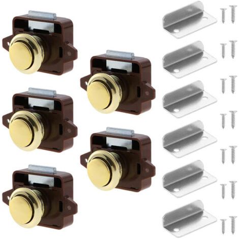 Loqueteau pour meuble en alliage de zinc – Finition nickel – Verrou à bouton-poussoir pour portes de camping-car et armoires – Installation facile (1/5)