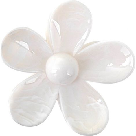 Pinza para el cabello XL con forma de flor, mármol blanco, 7,5 x 8 cm, SP379B (1/4)