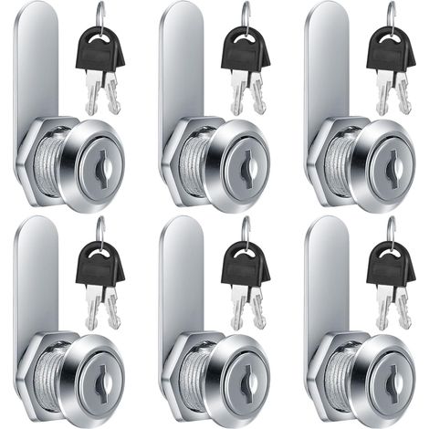Lot de 6 Serrures pour Boîte aux Lettres 16mm avec Clés Serrure à Came en Alliage de Zinc pour Boîte Postale Armoire Tiroir Meuble Camping car 2 Clés (1/4)