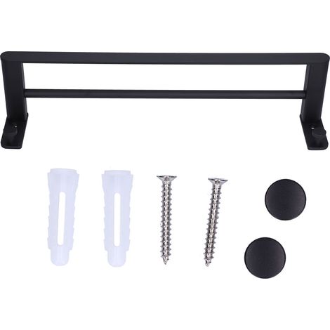 Porte-serviettes double en aluminium avec étagère, barre de suspension 50 cm pour salle de bain (1/5)