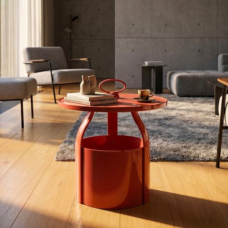Couchtisch Inle, Rund, Platte Rot, Material Kunststoff, 46x54x46h cm Rot (1/5)