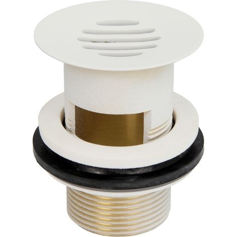 Bonde avec tamis, blanc (9010) avec trop-plein, 1 1/4’’ x 60 mm