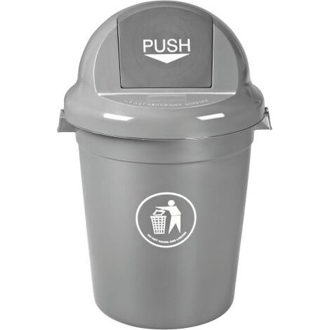 Poubelle 80 litres Push ronde grise