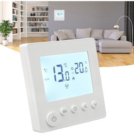 Termostato digital programable para calefacción por suelo radiante con pantalla LCD, precisión de ±1 °C, control inteligente, alimentación de 90–240 V CA. (1/5)