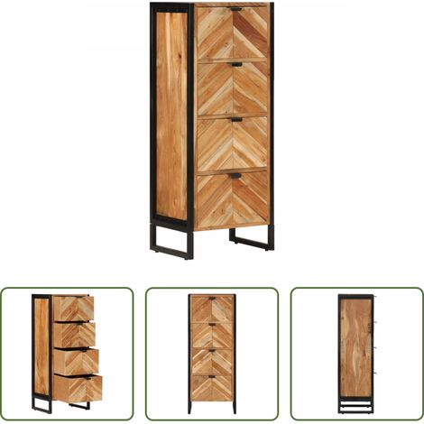 vidaXL Armoire en bois d'acacia - Armoire de salle de bain bois massif d'acacia et fer (1/5)