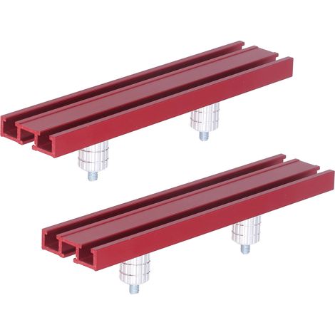 Jeu butée rabotage bois et taquets banc établi serre positionnement alliage aluminium rouge argent 2+4+4 pour établi scie circulaire gravure (1/5)