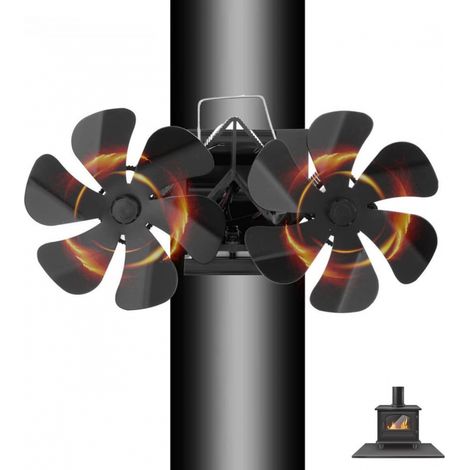 Ventilateur mural à alimentation thermique pour cheminée - Double tête - 12 pales - Fixation murale - Fonctionnement non alimenté (1/5)