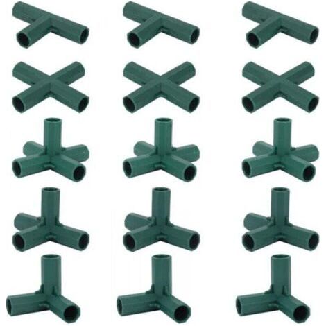 BARKBUSTERS Lot de 15 Connecteurs De Cadre De Serre, Connecteurs d'angle pour Cadre De Jardin Tige d'hélice de 16 mm 5 Types de Support Stable Robuste pour Serre (1/4)