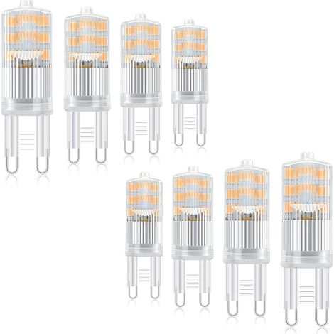 Ampoule LED G9, 3W 300LM Ampoule Led G9 Lampe, 30W Halogène Lumière Equivalente, Blanc Chaud 3000K, 360 Degrés Angle, AC 220-240V (Lot De 8) (1/5)