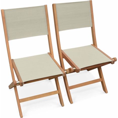 sweeek - 2er Set Gartenstühle Klappstühle, Holz und Textilene
