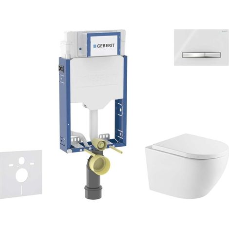 Geberit Kombifix - Set Vorwandelement, WC Oudee mit Softclose-Sitz und Sigma50-Betätigungsplatte, Chrom/Alpinweiß SANI15CA3161