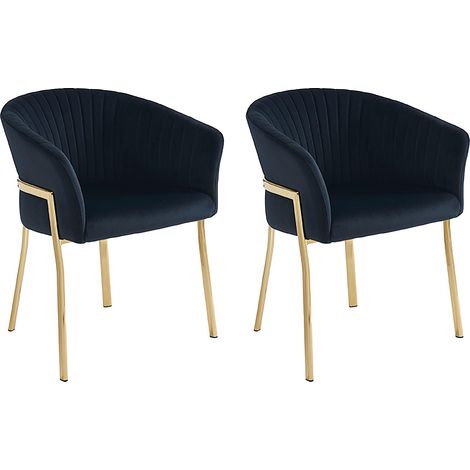 Lot de 2 chaises avec accoudoirs en velours et métal doré - Noir - ZAOVA de Pascal MORABITO