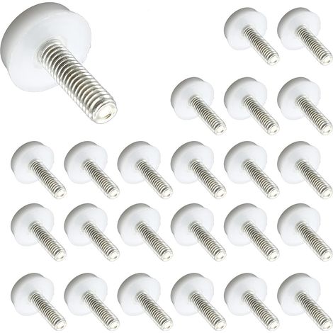 Lot de 24 niveleurs réglables pour meubles, filetage M6, pieds réglables à visser sur table, chaise, armoire, pieds de meubles, blanc (1/5)