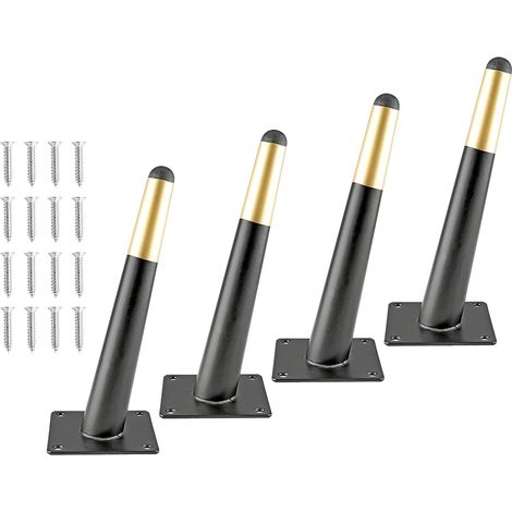 Set aus 4 konischen Metall-Möbelbeinen im mittelalterlichen Stil für Sofas, Schränke, Tische, Stühle, Kommoden, 20 cm, schwarz und gold (1/5)