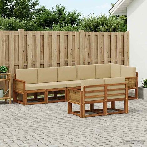 vidaXL Outdoor-Sofagarnitur 8 Stk. Natur und Beige Polyester (1/5)