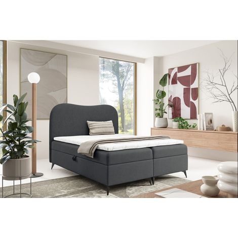 Boxspringbett Schlafzimmerbett BLAIR PREMIUM 120x200cm Stoff Now or Never Dunkelgrau