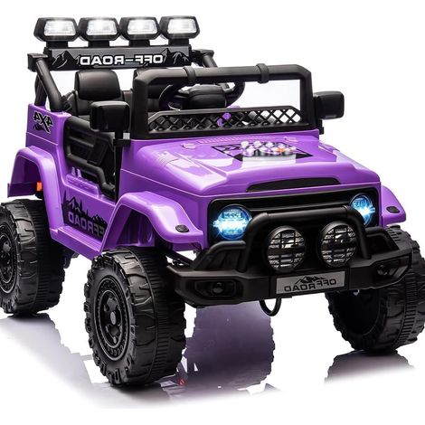 12V Voiture Électrique pour Enfants avec 2,4 GHz Télécommande, 3 Vitesses(3-5 KM/H), LED, Bluetooth Et Musique, Haut-Parleurs, 3+ Ans - Violet (1/5)