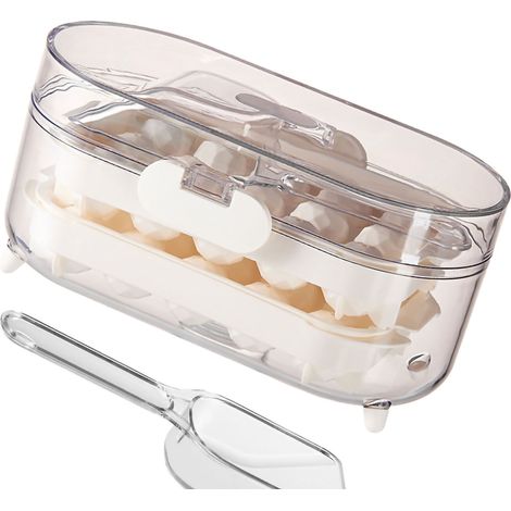 Moule à glaçons en silicone à 2 couches rigides avec système de fermeture antidérapant et stable, spatule incluse, couleur unie (1/4)